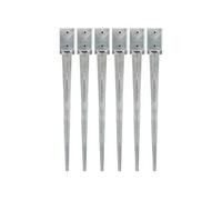 6x Piquets au Sol Installation de Clôture de Jardin Arche Lance au Sol Robuste Durable Travaux Extérieurs Argenté 9x9x90 cm Acier Galvanisé