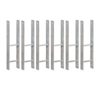 6x Piquets de Clôture 14x6x60 cm Acier Galvanisé Support de Poteau vidaXL