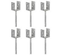 6x Piquets de Clôture 9x6x30 cm Acier Galvanisé Support Poteau Jardin vidaXL