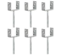 6x Piquets de Clôture 9x6x30 cm Acier Galvanisé Support Poteau Jardin vidaXL
