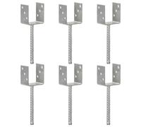 6x Piquets de Clôture 9x6x30 cm Acier Galvanisé Support Poteau Jardin vidaXL