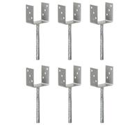 6x Piquets de Clôture 9x6x30 cm Acier Galvanisé Support Poteau Jardin vidaXL