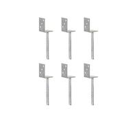 6x Piquets de Clôture Support de Poteau Installation de Clôtures de Jardin Poteau d'Ancrage Piquet de Sol Argenté 8x6x30 cm Acier Galvanisé
