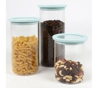 6x Pot de Stockage 700 ML Rond Avec Couvercle en Silicone Récipient en Verre