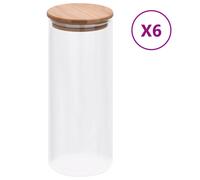 vidaXL - Pots de conservation en verre - 6 pièces - Couvercle en bambou - 600 ml - Transparent