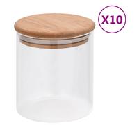 vidaXL Opbergpotten met bamboe deksel 10 st 600 ml glas150695 Transparent G