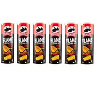 6x Pringles Flame Extra Hot Fromage & Piment Snack Salé au Goût de Fromage épicé Snack salé à la saveur de fromage épicé 160g