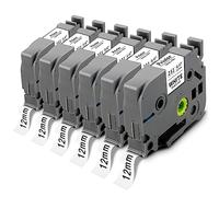 6x Pristar Compatible pour Brother TZe-231 TZ231 TZ-231 Tze 12mm Noir sur Blanc Laminé pour Brother PT-H100LB PT-H107B PT-E110 PT-H200 1250S PT-H101C PT-D400 PT-D400VP PT-E300VP PT-P750W
