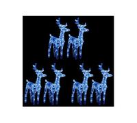6x Rennes de Noël 240 LED Décoration de Noël Rennes Illuminés Décoration de Vacances Ornement de Fête Jardin Extérieur Bleu Acrylique