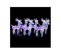 6x Rennes de Noël 240 LED Décoration de Noël Rennes Illuminés Décoration de Vacances Ornement de Fête Jardin Extérieur Multicolore Acrylique