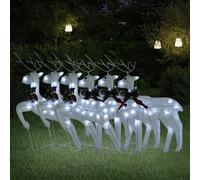 6x Rennes de Noël Blanc 120 LED Décoration de Noël Ornement Jardin vidaXL
