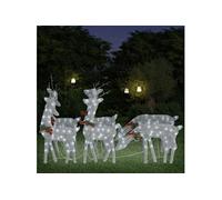 6x Rennes de Noël Décoration de Noël Ornement de Vacances Décoration de Fête Ornement de Jardin Extérieur Argenté Blanc Froid Maille