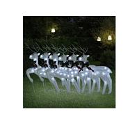 vidaXL 6x Rennes de Noël Décoration de Noël Rennes Illuminés Décoration de Vacances Ornement de Fête Jardin Extérieur Blanc 3154271