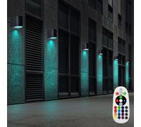 6x RGB LED Mur Bas Luminaire Extérieur Lampe Télécommande Changement de Couleur