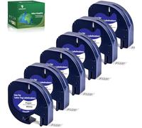 6x Ruban Étiqueteuse Yuanqimm 91220 91200 S0721510 Compatible pour Dymo LetraTag Étiquette Blanc Papier 12mm x 4m Noir sur Blanc pour Étiquette Letra tag LT-100H LT110T LT100T QX50 XR XM 2000 200B