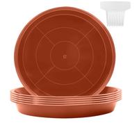 6X Soucoupe Pot Fleur Rond Coupelle Pot de Fleur Plastique, Rouge - Ø 40cm | avec 10 Étiquettes, pour Plantes D'Intérieur et D'Extérieur