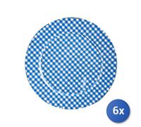 6X Sous-Plateaux Ronds À Carreaux Bleus En Céramique 33Cm Fabriqué En Italie
