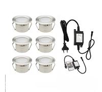 6x Spot Encastrable Exterieur DC12V Ø45mm 1W IP67 RGB Spot Led Extérieur Encastrable spot led couleur pour Terrasse Enterré Plafonnier LED Lampe à encastrer au sol pour l'extérieur
