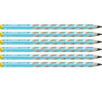 6x STABILO® 321/02-2B-6 Crayon triangulaire ergonomique pour gauchers EASYgraph en bleu Dureté 2B