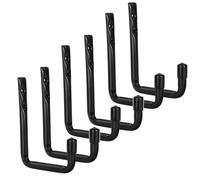 Maclean MC-488 Lot de 6 supports muraux en acier noir, charge 22 kg chacun