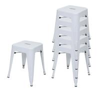6x Tabouret en métal HWC-A73, désign industriel métallique, empilable blanc