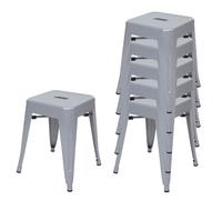 6x Tabouret en métal MENDLER HWC-A73, désign industriel métallique, empilable gris Gris G