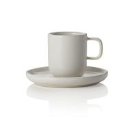 6x Tasse à espresso avec soucoupe 90 ml grès ROCKZZERO One Light Rock / gris clair beige
