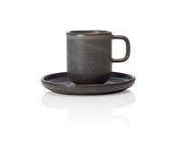 6x Tasse à espresso avec soucoupe 90 ml grès ROCKZZERO One Stone Grey / gris foncé