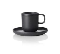 6x Tasse Espresso avec soucoupe 90 ml grès ROCKZZERO One Midnight noir mat