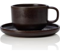 6x Tasse supérieure et sous-tasse tasse à café 220 ml grès ROCKZZERO One Metallic Brown / marron