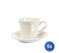 6X Tasses À Café Artic White En Grès CC110, Blanc, Avec Soucoupes