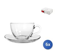 6x Tasses Verre Pour Thé, 21Cl, Transparent Avec Soucoupes