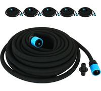 6x Tuyau perlé noir 15m Tuyau d'arrosage avec raccord Tuyau d'arrosage goutte à goutte Tuyau de jardin Perlregner