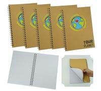 6x Twin Wirebound Notebooks, A4 Lined Pages White Paper Writing Pads, Cardboard Front Back Cover Spiral Bound Diary, 75 Moveable Pages Back To School Office Supplies