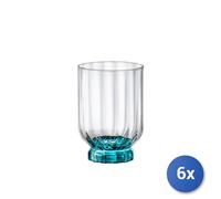 6X Verre Dof Florian En Verre Transparent Pied Bleu 37,5Cl