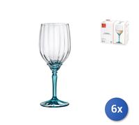 6X Verre Florian Transparent Pied Bleu Pour Vin Blanc 38Cl