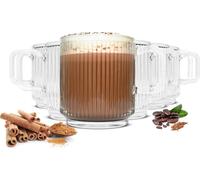 6x Verres à café Verres à thé 360 ml Empilables avec structure en relief Verres à boire