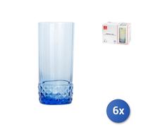6X Verres America '20 Pour Cooler En Verre Couleur Bleu Cl48