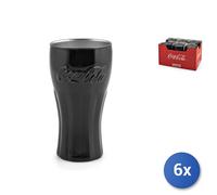 6X Verres Coca-Cola En Verre Noir Cl 37.