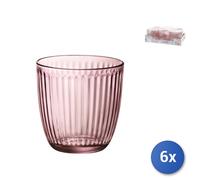 6X Verres En Verre Rose Ligne, 29Cl, Bormioli Rocco