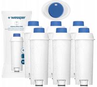 6X Wessper Aqualunga Pro Pour Machine à Café Delonghi | Kit Filtre Avec Dateur | Filtre Pour Machine à Café Eletta, Dinamica, Primadonna - Remplacement