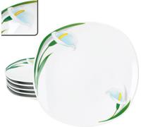 6x White Calla Assiette à gâteaux Porcelaine 6 personnes florale Vaisselle fleurs blanches