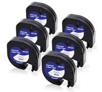 6x XemaX Ruban Compatible pour Letra Ruban Étiquette 91201 91221 S0721660 S0721660 D'étiquetage 12mm x 4m Noir sur Blanc Bande Adhésif pour LT-100H 100T XR 2000 200B Étiqueteuse