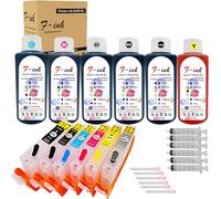6X100Ml Bouteille D'Encre Et Pgi-570 Cli-571 Rechargeable Cartouche D'Encre Compatible Pour Canon Pixma Mg7750 Mg7751 Mg7752 Mg7753 Ts9050 Ts9055 Ts8050 Ts8051 Ts8052 Ts8053 Imprimante