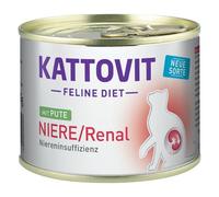 Kattovit Nourriture humide diététique sans gluten soutien rénal pour chats adultes Dinde 12 x 185 g