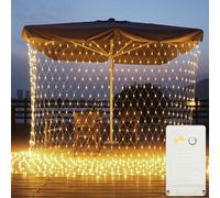 6X4m 880 LED Guirlande lumineuse Filet lumineux Blanc chaud Rideau lumineux 8 modes d'éclairage Intérieur Fête Décoration Lumières de Noël