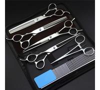 7.0" Professional Gaucher Toilettage pour Animaux Ciseaux Set Toilettage pour Chiens Kit 9CR De Sharp Durable Ciseaux Droit Ciseaux À Effiler Ciseaux Courbé 6Pcs Set