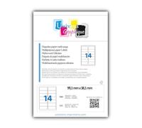 7 000 étiquettes autocollantes étiquettes 99 x 38 mm - 500 feuilles A4 de 14 Étiquettes d’étiquette 99,1 x 38,1 - TVA DÉDUCTIBLE - Réf UNIVERS GRAPHIQUE UGE141-500