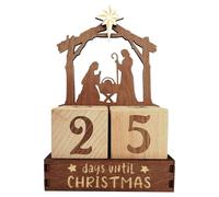 7.09 pouces Calendrier de l'Avent de Noël | 25 Jours Crèche de Noël en Bois | Décoration de Table Étagère Salon | Ornement Nativité Fêtes Hivernales Tradition Familiale
