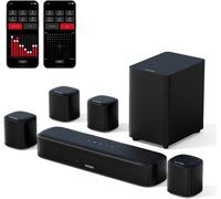 7.1 Barre De Son Tv, Barres De Son 330W Pour Home Cinema, Système De Son Surround Virtuel Pour Tv, Soundbar Avec Caisson De Basse, 4 Haut-Parleurs Surround, App Contrôle, Opt/Aux/Bt, Aura A40